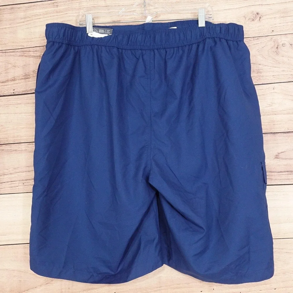 New! St. John's Bay Swim Shorts Mens 2XLT Blue Drawstring 11 Inseam Pockets